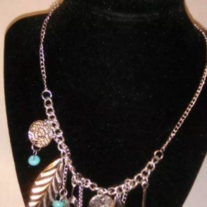 18" Silver Tone Statement Necklace earrings